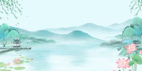 荷花中国风背景