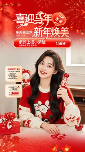 医美马年红色直播背景