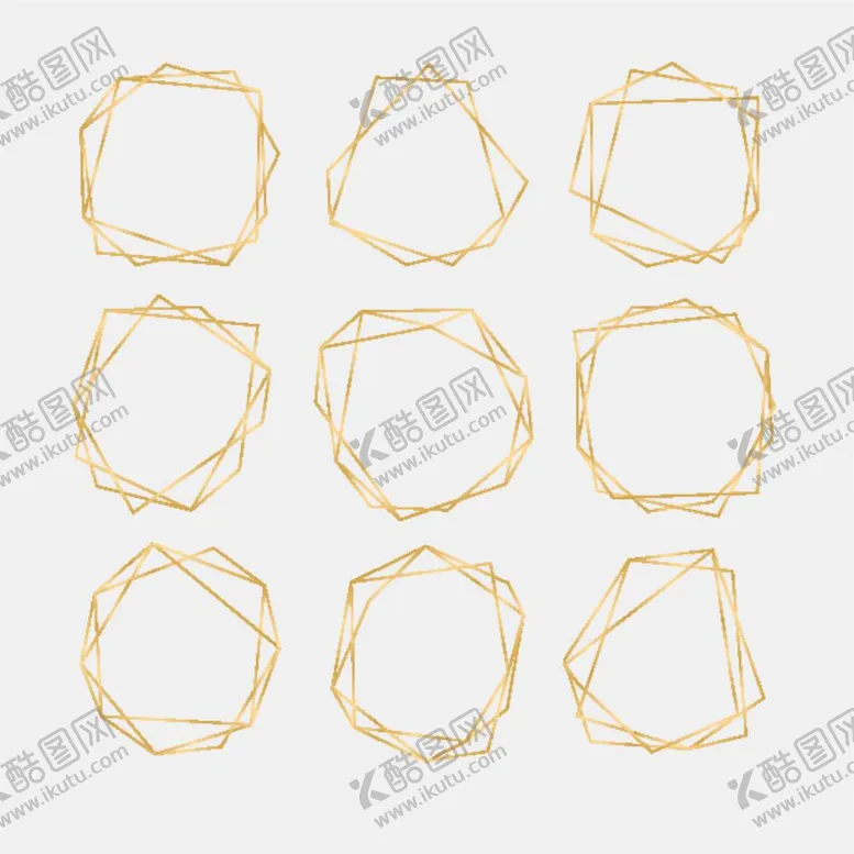 编号：51247912061007373192【酷图网】源文件下载-金色几何图形边框