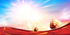 红色帆船企业海报背景