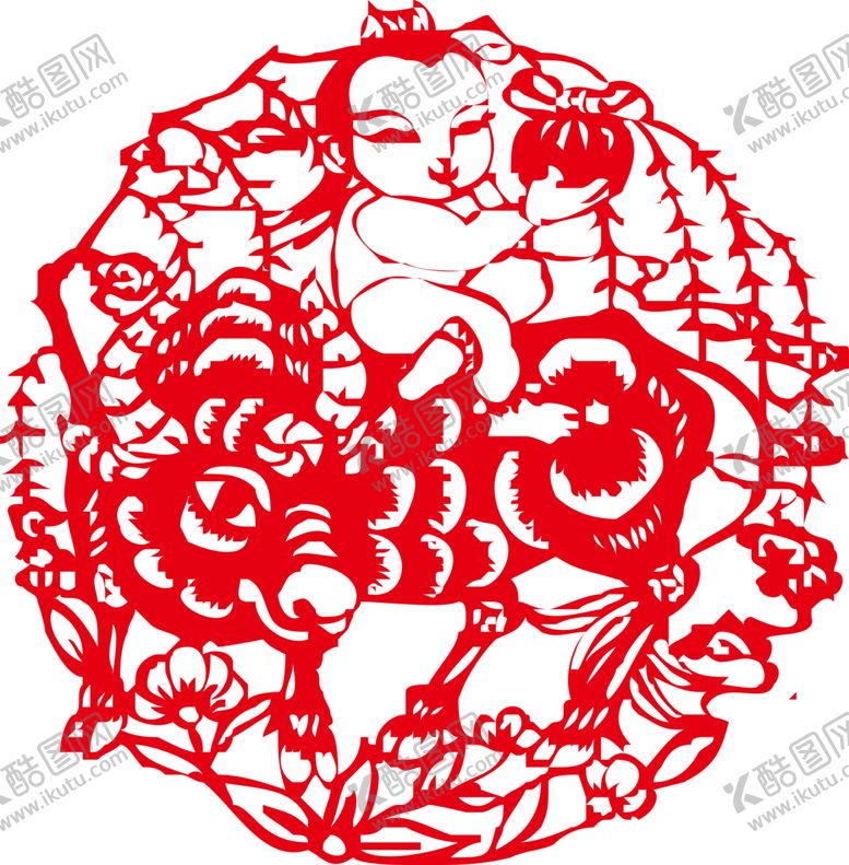 编号：52741904180445451424【酷图网】源文件下载-牛年剪纸