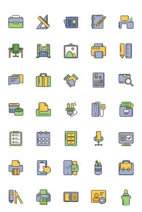 icon扁平风商务办公图标
