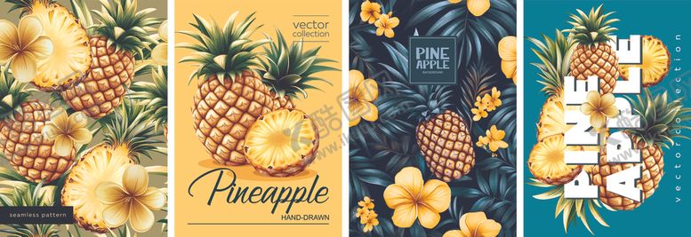 编号：67567811020114468476【酷图网】源文件下载-菠萝背景海报