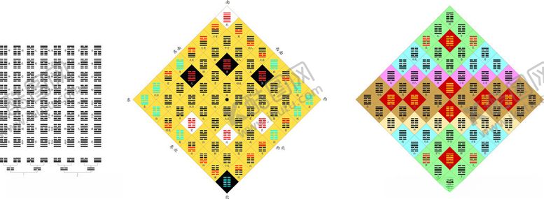 编号：14053502260758403620【酷图网】源文件下载-易经六十四卦图方形图