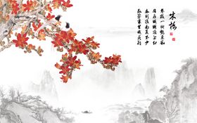 工笔花鸟电视背景墙
