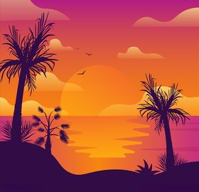日落海滩