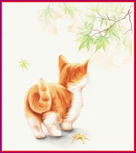 猫猫初春元素立春彩色油画