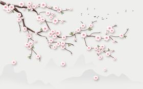 花鸟画手绘花鸟背景墙