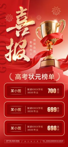 2026年高考高分榜单喜报海报
