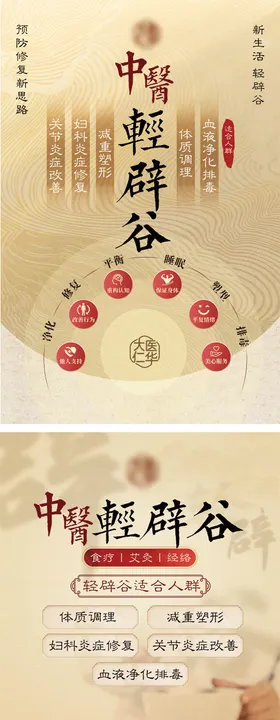 中医轻辟谷系列海报
