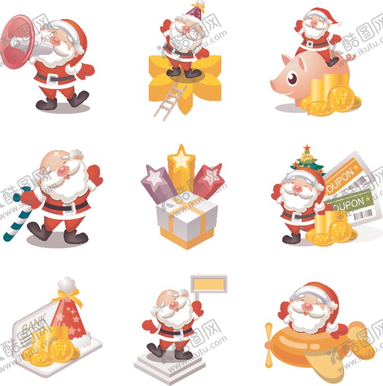 编号：75673004141229089982【酷图网】源文件下载-圣诞老人卡通形象集合