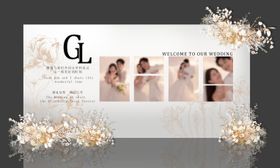 韩式婚礼简约签到照片墙背景板