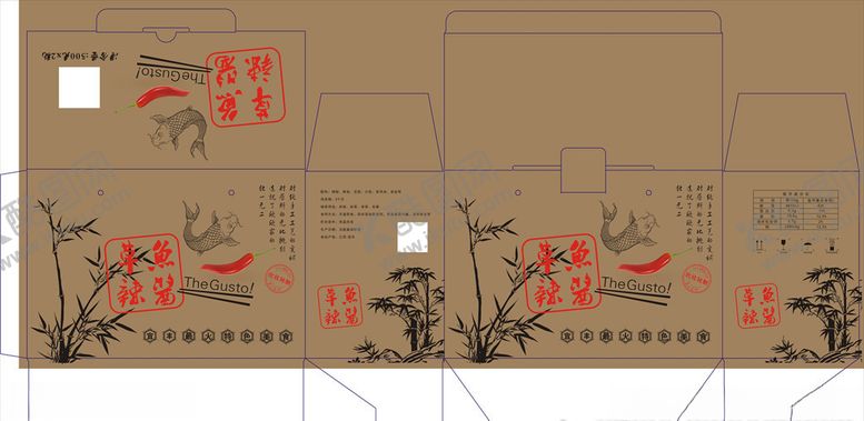 编号：13548407071617176232【酷图网】源文件下载-辣椒酱牛皮纸包装展开图