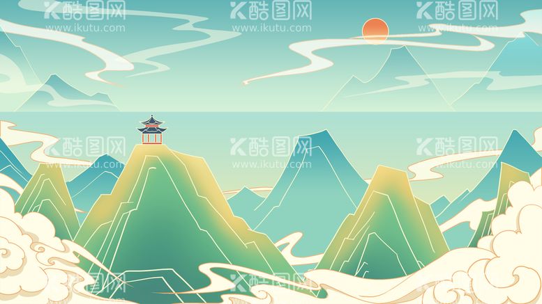 编号：80950910230905405892【酷图网】源文件下载-手绘山水插画