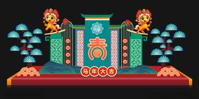 中式传统门楼喜庆装饰