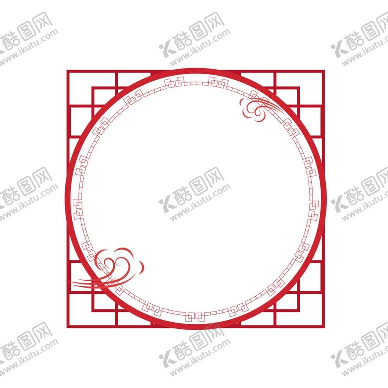 编号：90918212010940521962【酷图网】源文件下载-中国风红色花纹云纹装饰边框