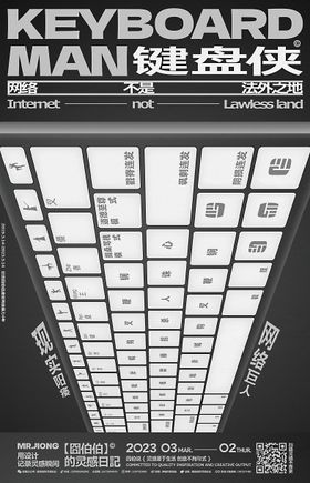 创意键盘侠网络暴力宣传海报展板