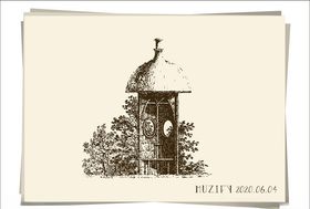 欧式庭院素描画