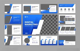 蓝白商务风宣传册设计模板