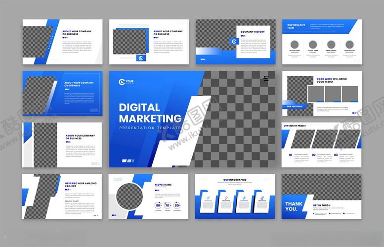 编号：49655604272022109607【酷图网】源文件下载-蓝白商务风宣传册设计模板