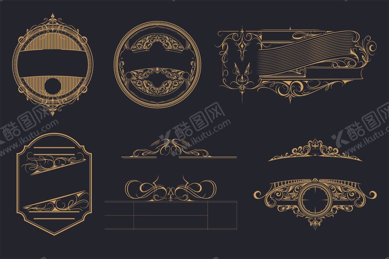 编号：24414410060813535740【酷图网】源文件下载-黑白豪华相框纹章