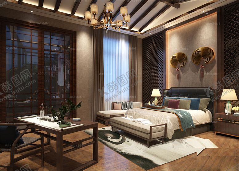 编号：61356509211511008077【酷图网】源文件下载-中式卧室
