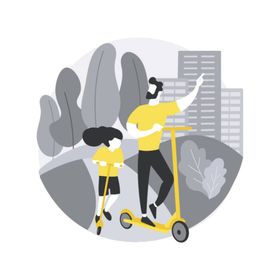 绿色出行环保电动交通工具骑车的人环保交通工具