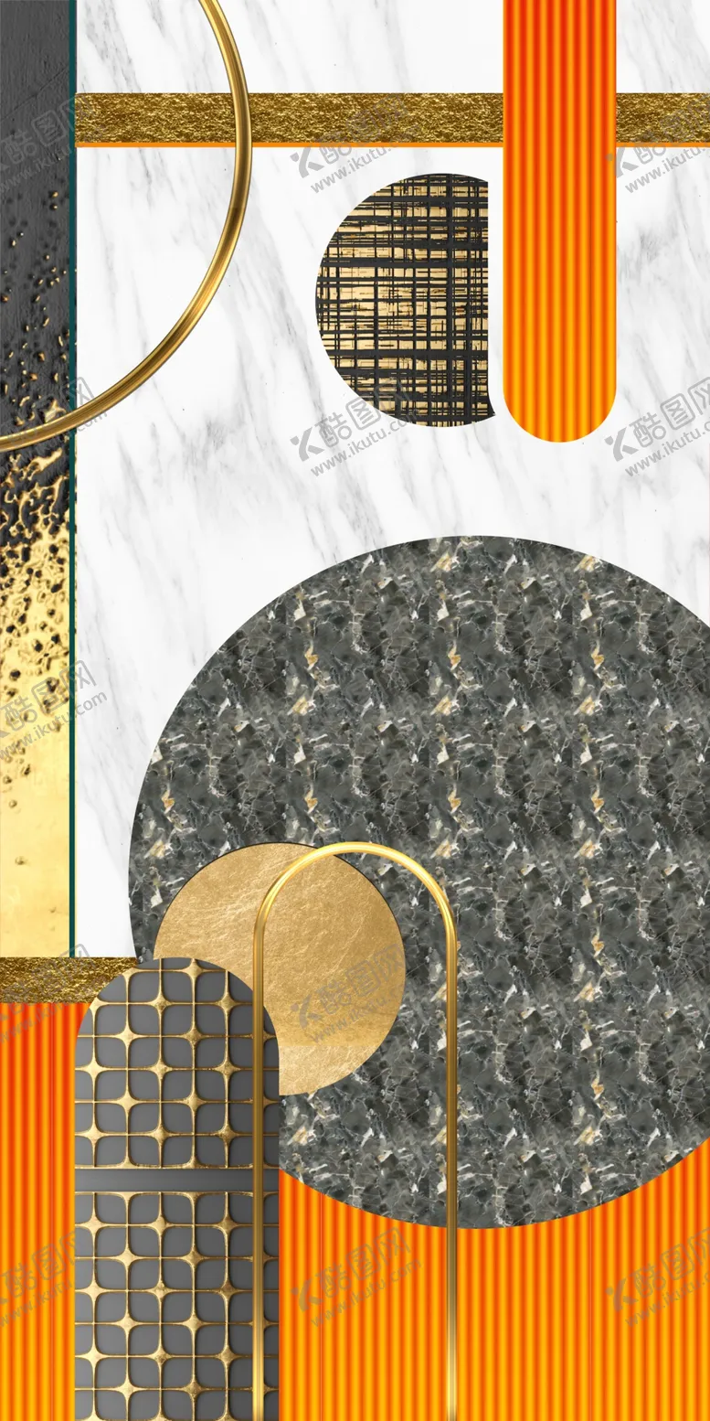 编号：42623409191045138078【酷图网】源文件下载-简约几何轻奢烁金装饰画