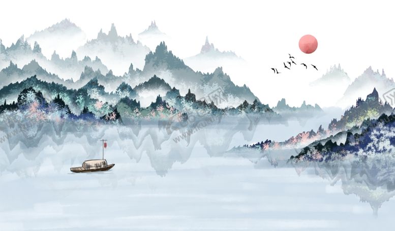 编号：61004104231157566304【酷图网】源文件下载-山水传统复古插画背景海报素材