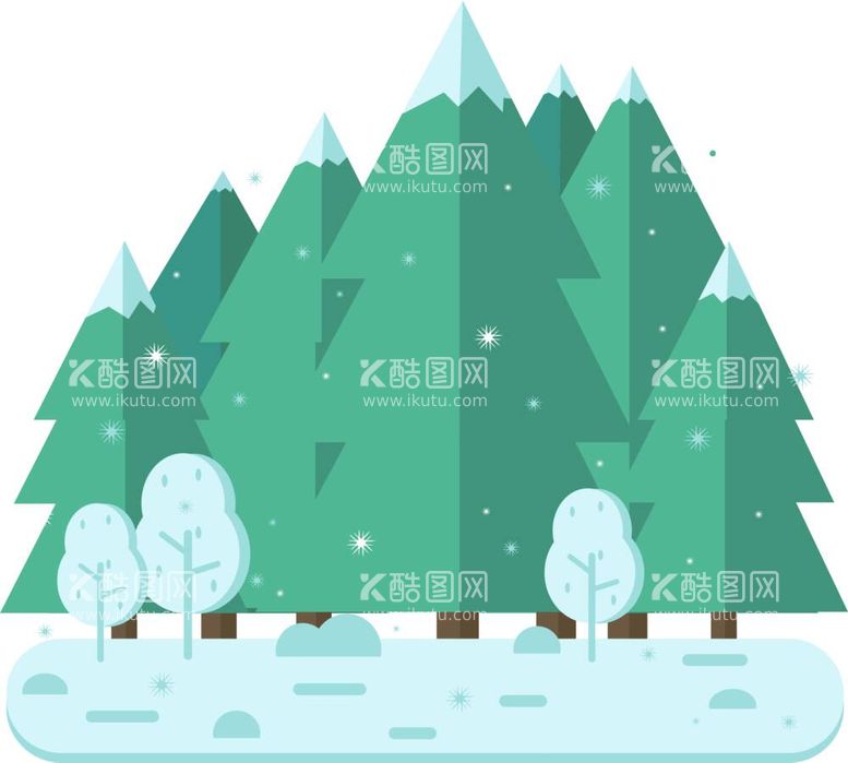 编号：45529812020417195352【酷图网】源文件下载-森林雪景扁平插画