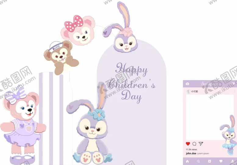 编号：35841209151933337891【酷图网】源文件下载-紫色兔子生日背景