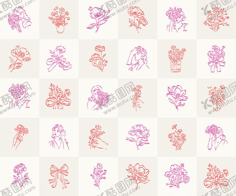 编号：85785610300556054025【酷图网】源文件下载-女性花卉图案