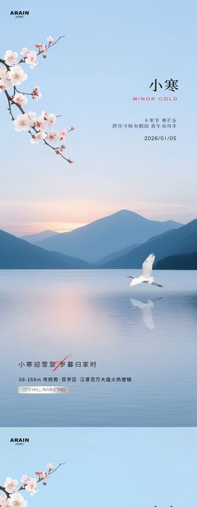 地产小寒大寒冬天风景海报
