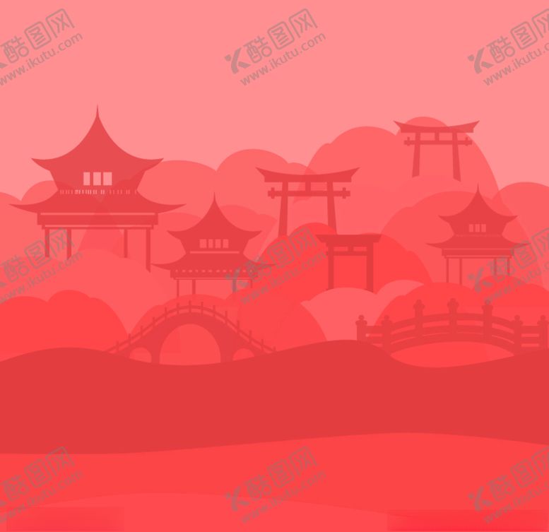 编号：31242410100835254796【酷图网】源文件下载-中国风古建筑风景插画