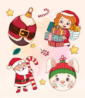 圣诞可爱卡通图案装饰素材集