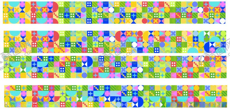 编号：56581810311624216590【酷图网】源文件下载-多彩几何图案装饰条纹多巴胺