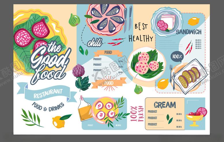 编号：24549804071612272348【酷图网】源文件下载-多彩美食插画贴纸集合