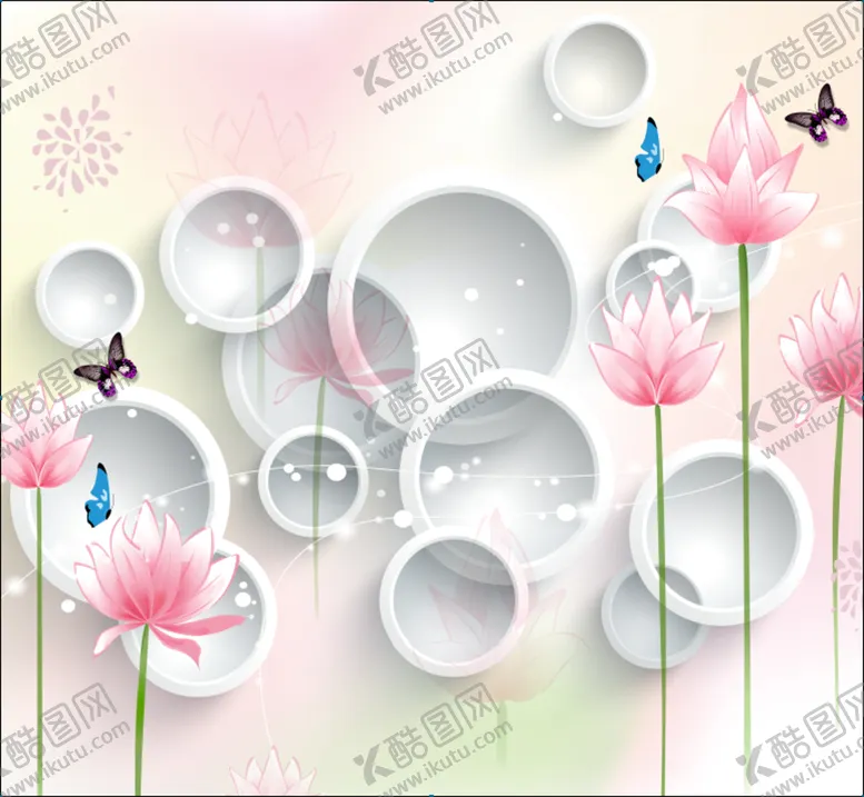 编号：86530210061728402691【酷图网】源文件下载-3D圈圈荷花