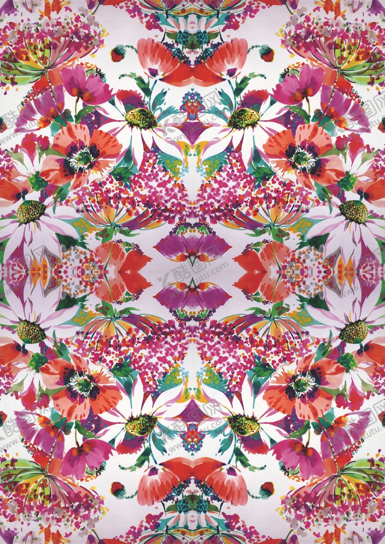 编号：96284010180733481286【酷图网】源文件下载-抽象清新绚丽幻彩民族花卉碎花