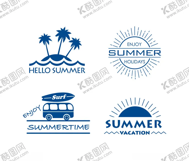 编号：47400402280709358853【酷图网】源文件下载-夏日海滩度假矢量LOGO标签