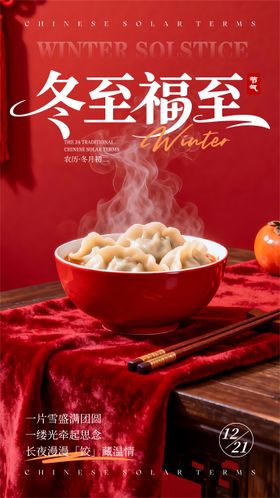 简约中国风照片冬至节气宣传海报