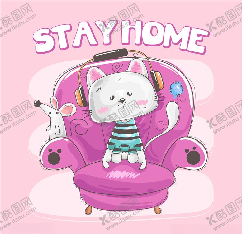 编号：86372010042217301415【酷图网】源文件下载-带耳机的猫咪