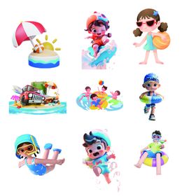夏日儿童水上玩乐卡通形象