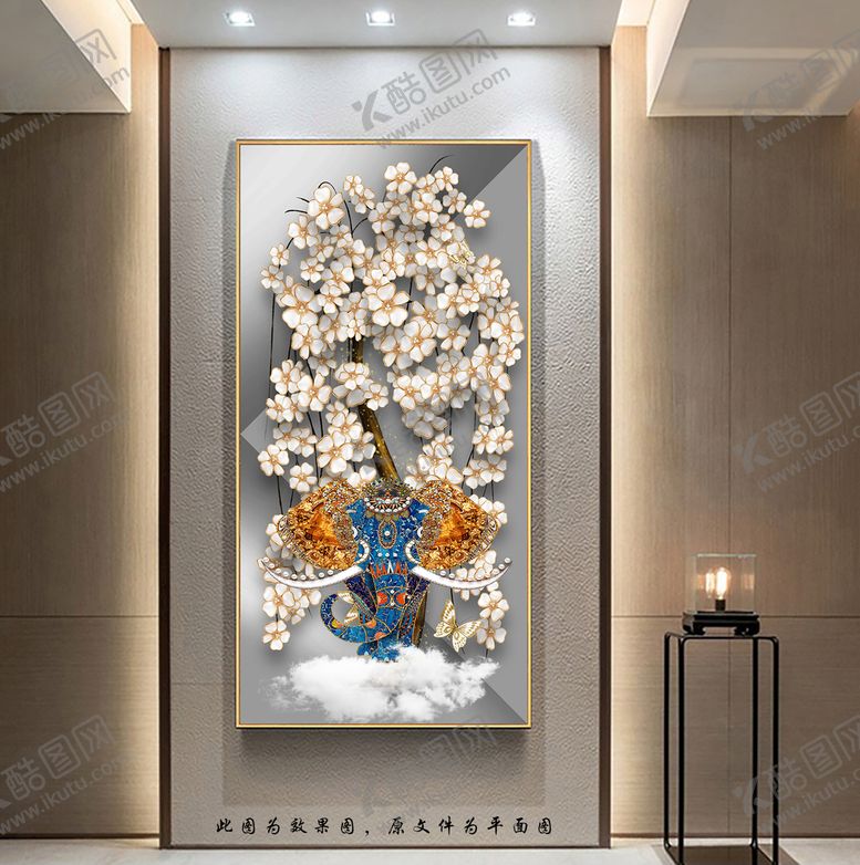 编号：93402109131016241486【酷图网】源文件下载-珐琅彩招财福象玄关画