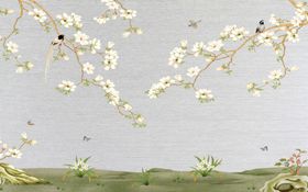水墨山水简约花鸟背景客厅装饰画风格欧式风格壁纸