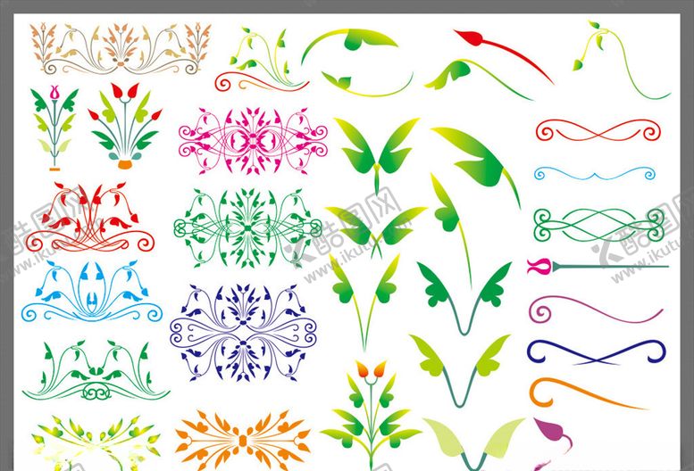 编号：30044810020220573907【酷图网】源文件下载-植物花纹矢量线条花边