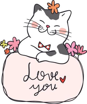 水彩花猫