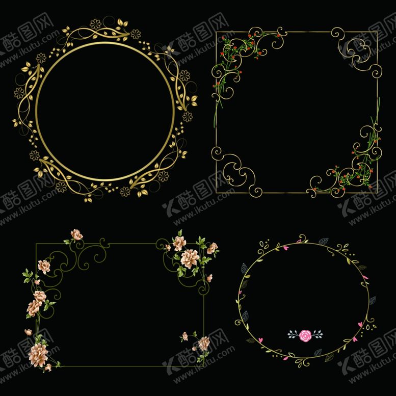 编号：47986809210439379505【酷图网】源文件下载-金色简约花环