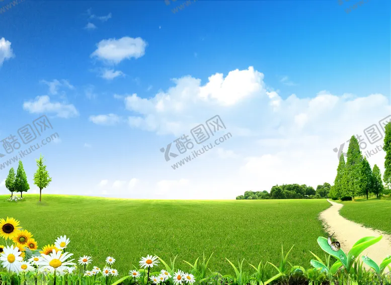 编号：97016801300857405941【酷图网】源文件下载-蓝天白云草地背景