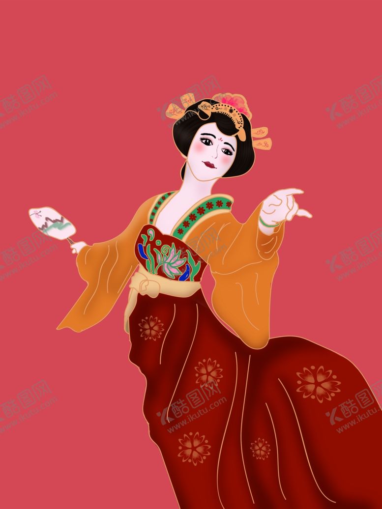 编号：84874503142345599186【酷图网】源文件下载-手绘唐风美人